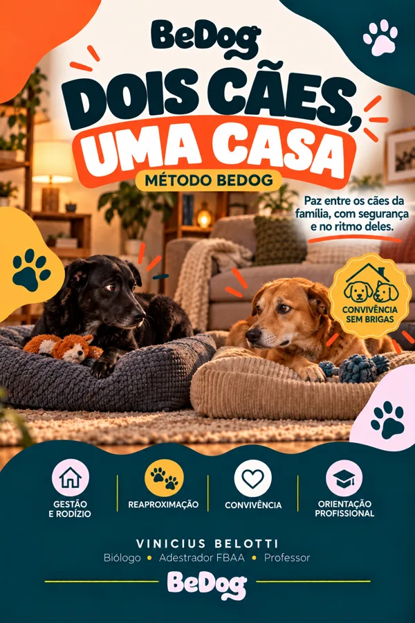 Capa do curso Dois Cães, Uma Casa — Método BeDog